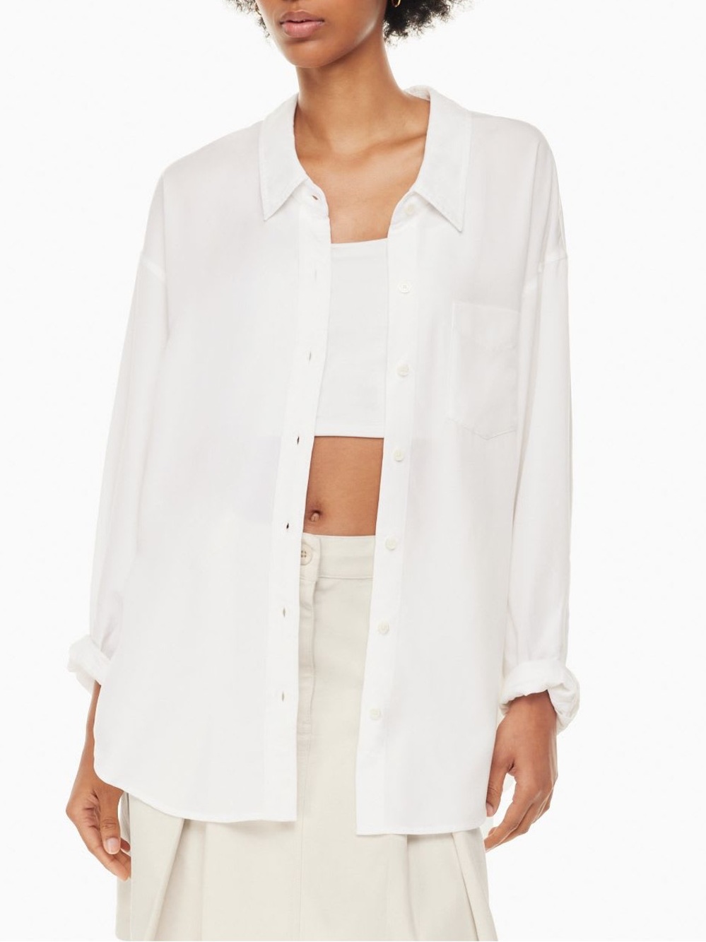 Aritzia Wilfred Free Relaxed Oversized Button-up Shirt in White/Cream